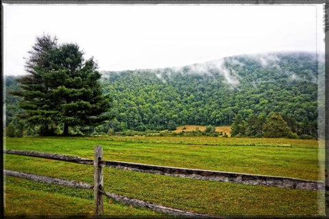 Morning Mountain Smoke White Modern Wood Framed Art Print with Double Matting by Foschino, Suzanne