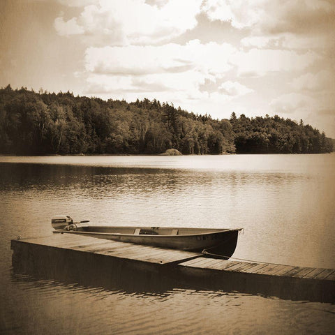 Boat Dock Sepia White Modern Wood Framed Art Print by Foschino, Suzanne
