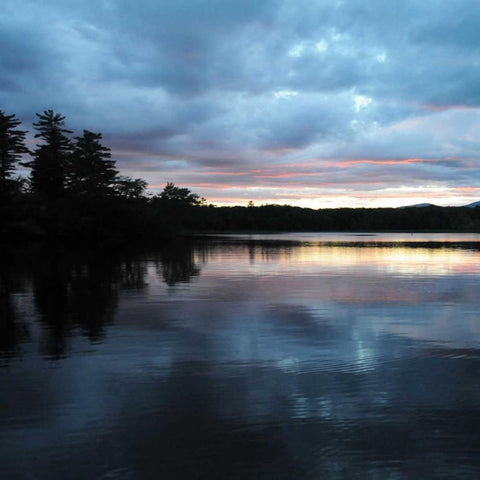 Sunset Lake Pink 1 Black Modern Wood Framed Art Print with Double Matting by Foschino, Suzanne