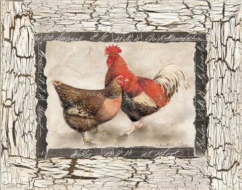 Fowl Play I White Modern Wood Framed Art Print with Double Matting by Olson, Charlene