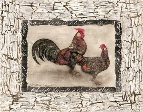 Fowl Play II White Modern Wood Framed Art Print with Double Matting by Olson, Charlene