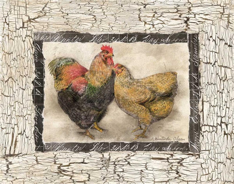 Fowl Play III Black Ornate Wood Framed Art Print with Double Matting by Olson, Charlene