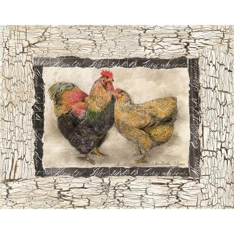 Fowl Play III White Modern Wood Framed Art Print by Olson, Charlene