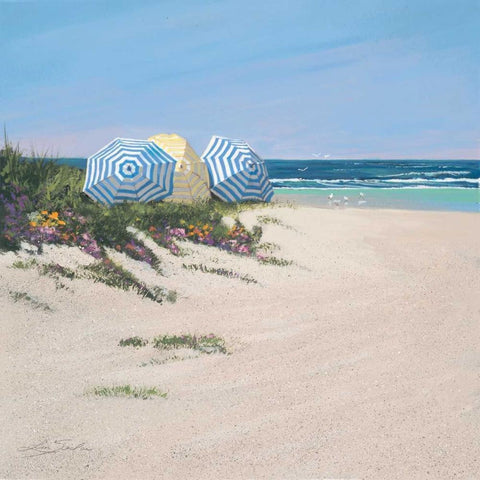 Day at the Beach Black Modern Wood Framed Art Print with Double Matting by Seslar, Lin
