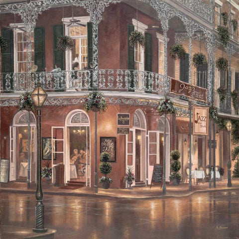 Jazz du Jour Gold Ornate Wood Framed Art Print with Double Matting by Brown, Betsy