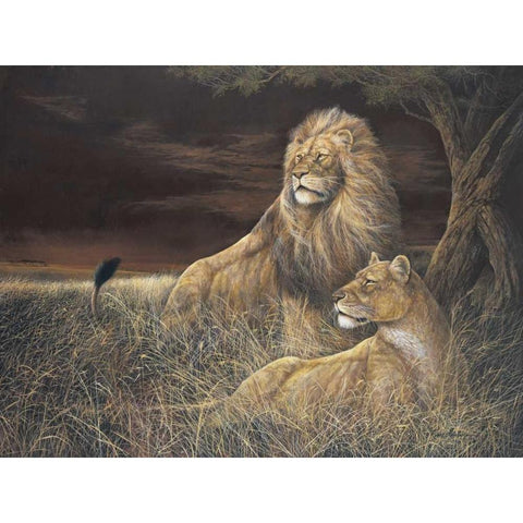 Winds of the Serengeti Gold Ornate Wood Framed Art Print with Double Matting by Manning, Ruane