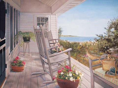 Shelter Island I White Modern Wood Framed Art Print with Double Matting by DeSantis, Bob