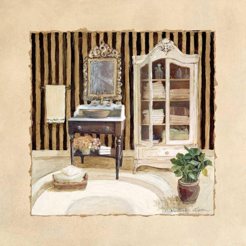 Vintage Bath II Gold Ornate Wood Framed Art Print with Double Matting by Olson, Charlene