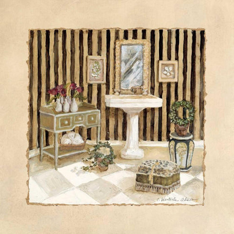 Vintage Bath IV Black Ornate Wood Framed Art Print with Double Matting by Olson, Charlene