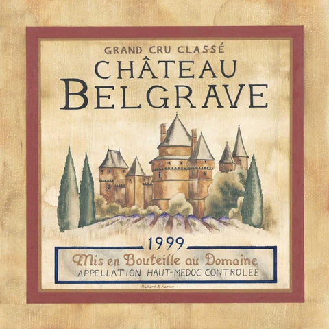 Chateau Belgrave 1999 Black Ornate Wood Framed Art Print with Double Matting by Henson, Richard