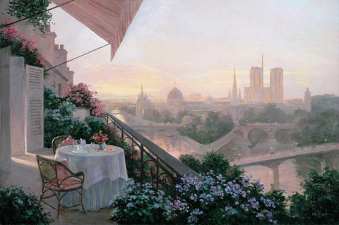 Dinner For Two White Modern Wood Framed Art Print with Double Matting by Kieffer, Christa