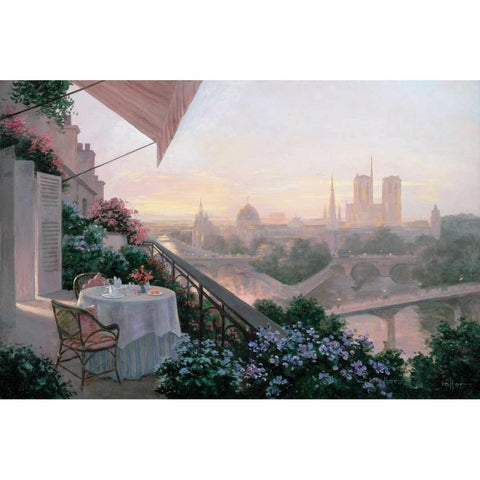 Dinner For Two Gold Ornate Wood Framed Art Print with Double Matting by Kieffer, Christa