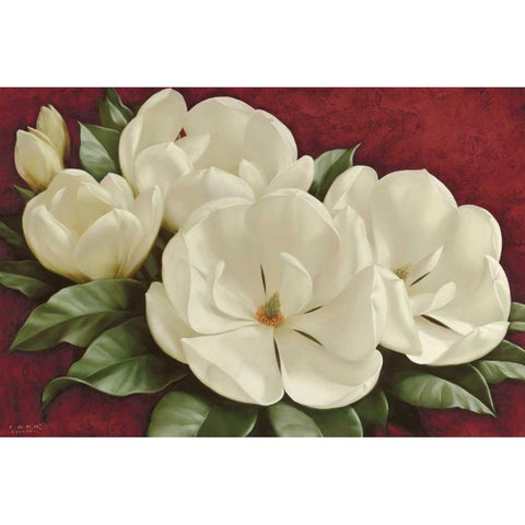 Magnolia I White Modern Wood Framed Art Print by Levashov, Igor