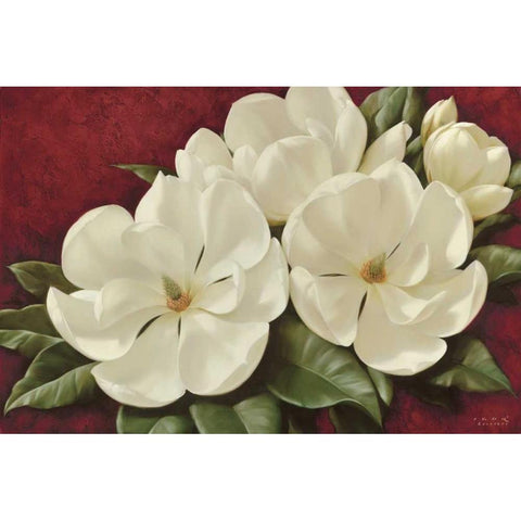 Magnolia II White Modern Wood Framed Art Print by Levashov, Igor