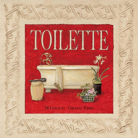 Toilette White Modern Wood Framed Art Print with Double Matting by Olson, Charlene