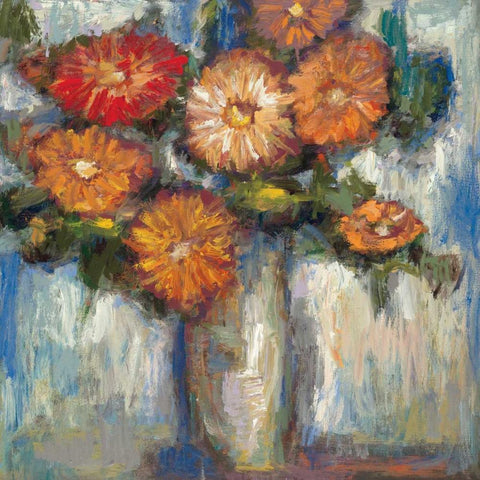 Orange Poppies II Black Modern Wood Framed Art Print by Tina