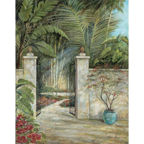 Tranquil Garden I Gold Ornate Wood Framed Art Print with Double Matting by Manning, Ruane