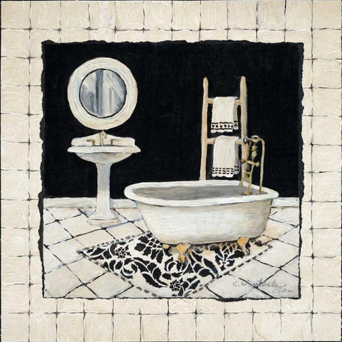 Pamper Me II Black Ornate Wood Framed Art Print with Double Matting by Olson, Charlene