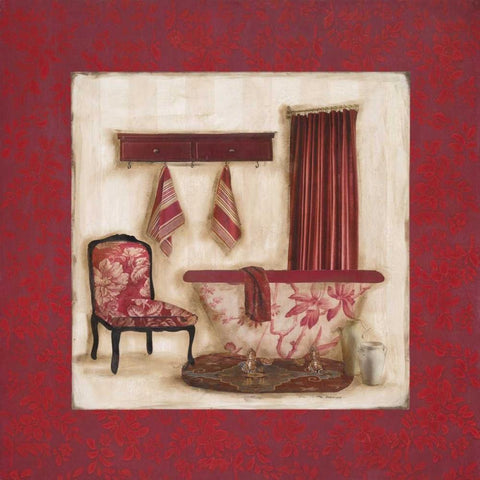 Ruby Romance II White Modern Wood Framed Art Print with Double Matting by Robinson, Carol