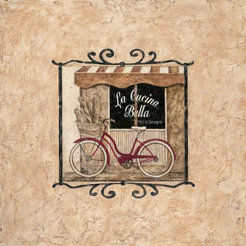 La Cucina Bella Gold Ornate Wood Framed Art Print with Double Matting by Donovan, Maria