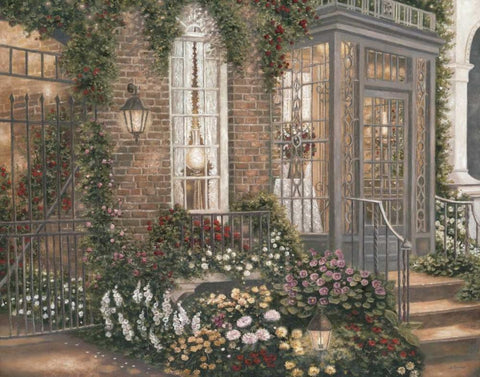 New Orleans Twilight II Black Ornate Wood Framed Art Print with Double Matting by Brown, Betsy