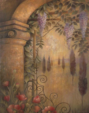 Wisteria Garden I Black Ornate Wood Framed Art Print with Double Matting by Vollherbst-Lane, Elaine