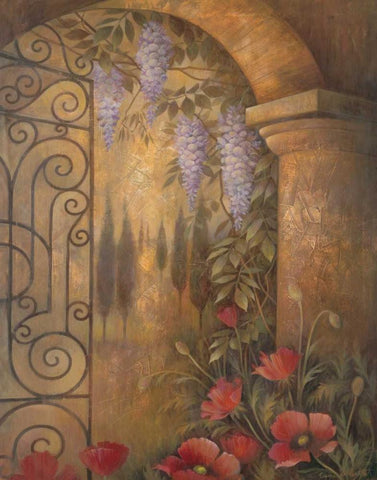 Wisteria Garden II White Modern Wood Framed Art Print with Double Matting by Vollherbst-Lane, Elaine