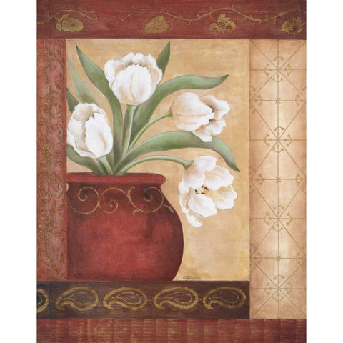 Tulip Temptation I Black Modern Wood Framed Art Print with Double Matting by Tava Studios