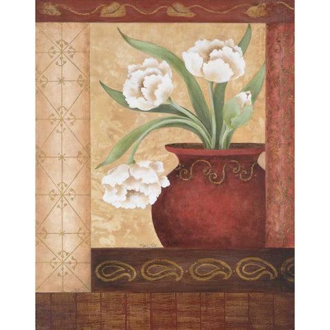 Tulip Temptation II White Modern Wood Framed Art Print by Tava Studios