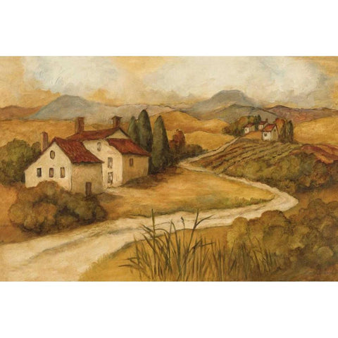 Traveling the Countryside II Gold Ornate Wood Framed Art Print with Double Matting by Olson, Charlene