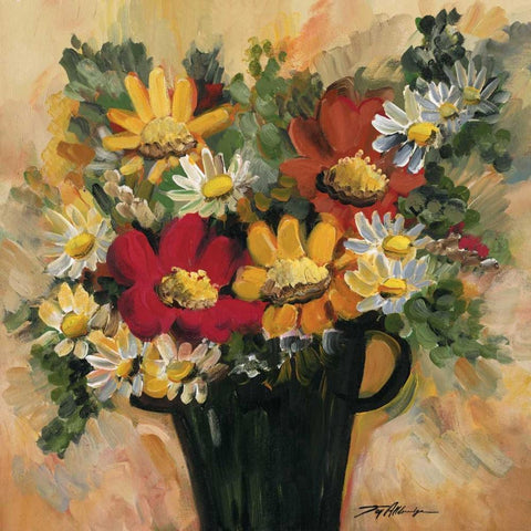 Daisy Dynamic II White Modern Wood Framed Art Print with Double Matting by Alldredge, Joy