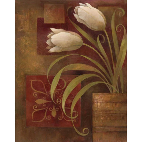 Tulip Interlude II Black Modern Wood Framed Art Print with Double Matting by Vollherbst-Lane, Elaine