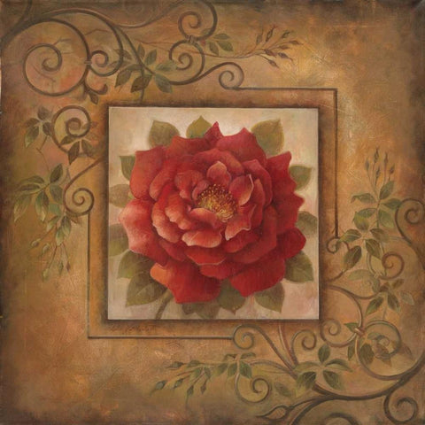 Sacred Rose I Black Ornate Wood Framed Art Print with Double Matting by Vollherbst-Lane, Elaine