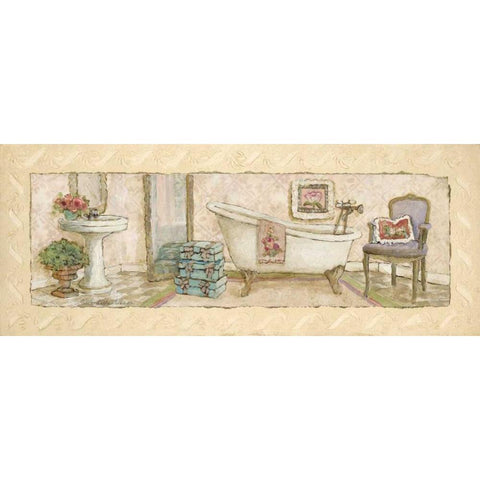 Annabelles Bath I White Modern Wood Framed Art Print by Olson, Charlene