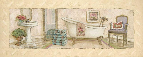 Annabelles Bath I Black Ornate Wood Framed Art Print with Double Matting by Olson, Charlene