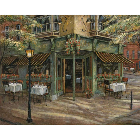 Mandis Cafe Gold Ornate Wood Framed Art Print with Double Matting by Manning, Ruane