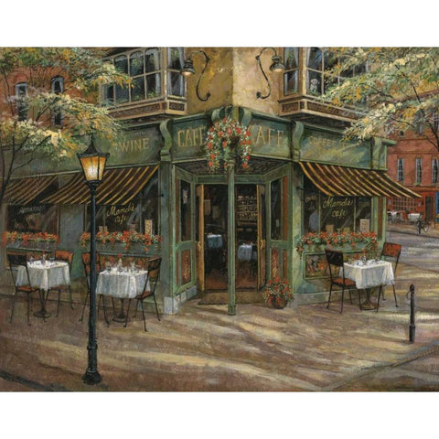 Mandis Cafe White Modern Wood Framed Art Print by Manning, Ruane