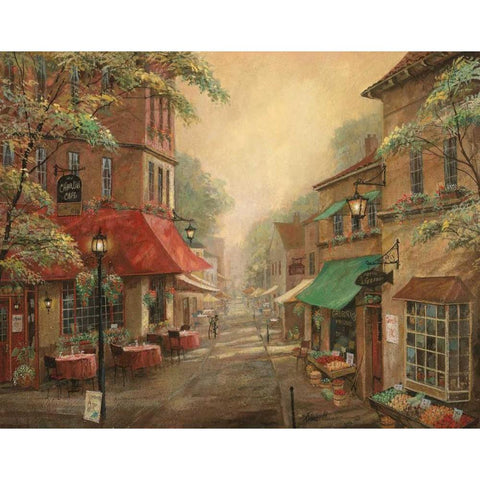 Charlies Cafe Gold Ornate Wood Framed Art Print with Double Matting by Manning, Ruane