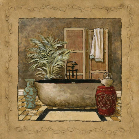 Asian Warmth I Black Modern Wood Framed Art Print with Double Matting by Olson, Charlene