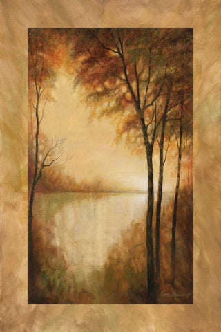 Landscape Tranquility I Black Ornate Wood Framed Art Print with Double Matting by Manning, Ruane