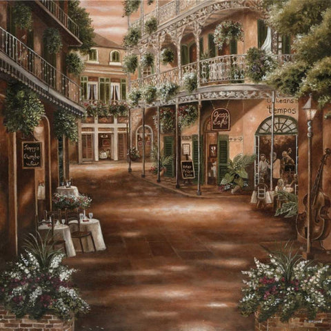 Jazz Cafe Black Ornate Wood Framed Art Print with Double Matting by Brown, Betsy