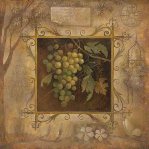 Uva Bella Verde Gold Ornate Wood Framed Art Print with Double Matting by Vollherbst-Lane, Elaine