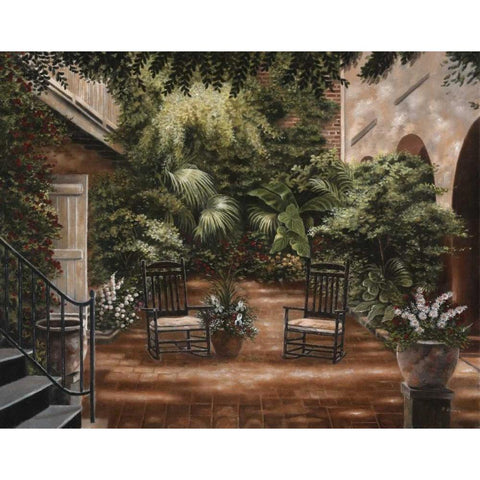 Courtyard in New Orleans I Gold Ornate Wood Framed Art Print with Double Matting by Brown, Betsy