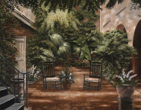 Courtyard in New Orleans I White Modern Wood Framed Art Print with Double Matting by Brown, Betsy