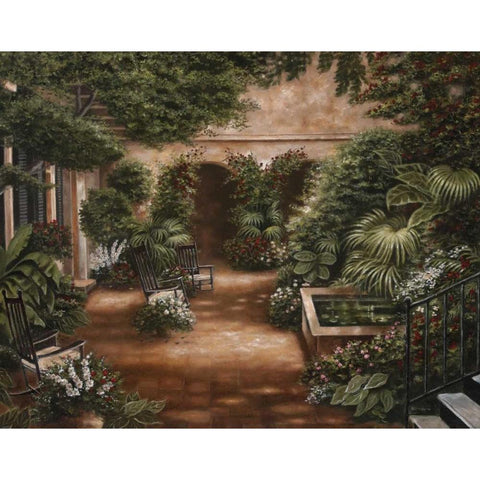 Courtyard in New Orleans II Gold Ornate Wood Framed Art Print with Double Matting by Brown, Betsy