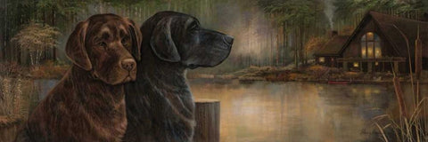 Loyal Companion Black Ornate Wood Framed Art Print with Double Matting by Olson, Norm