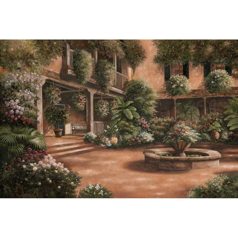 French Quarter Courtyard II White Modern Wood Framed Art Print by Brown, Betsy