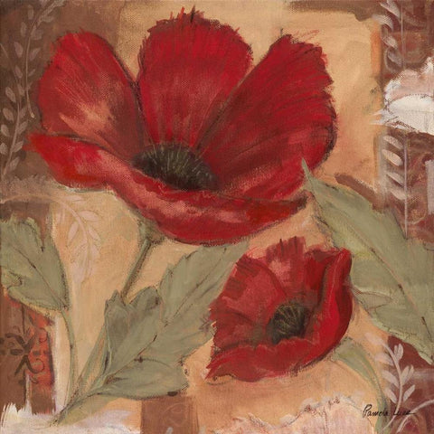 Amapola Roja I Black Modern Wood Framed Art Print with Double Matting by Luer, Pamela