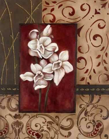Stylized Orchid I Black Ornate Wood Framed Art Print with Double Matting by Robinson, Carol
