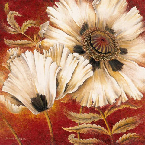 White Poppy White Modern Wood Framed Art Print by Henson, Richard